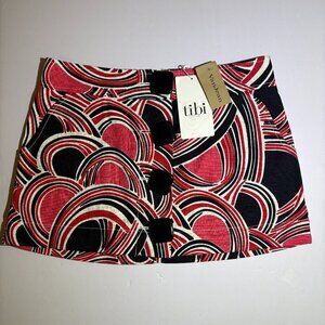 NEW W/ TAGS Tibi Red Pink Black Button Front Skirt Size 2